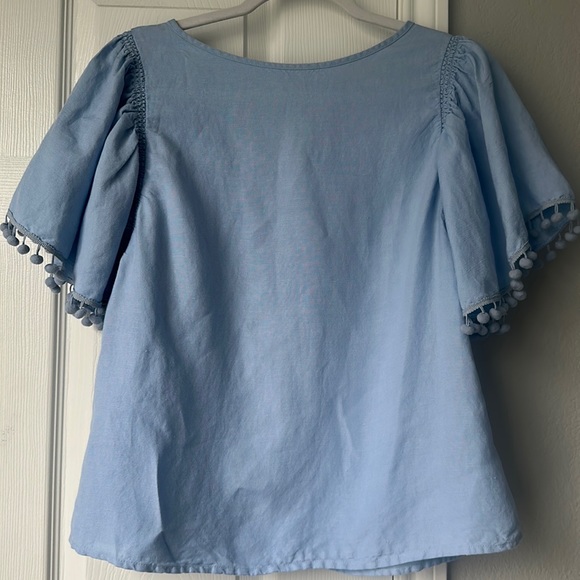 LOFT Tops - Loft Super Soft Flutter Sleeve Light Blue Top